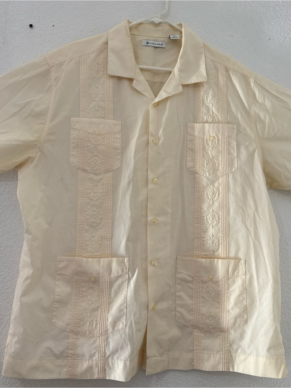 Cubavera Cream Collar Button-Up Shirt